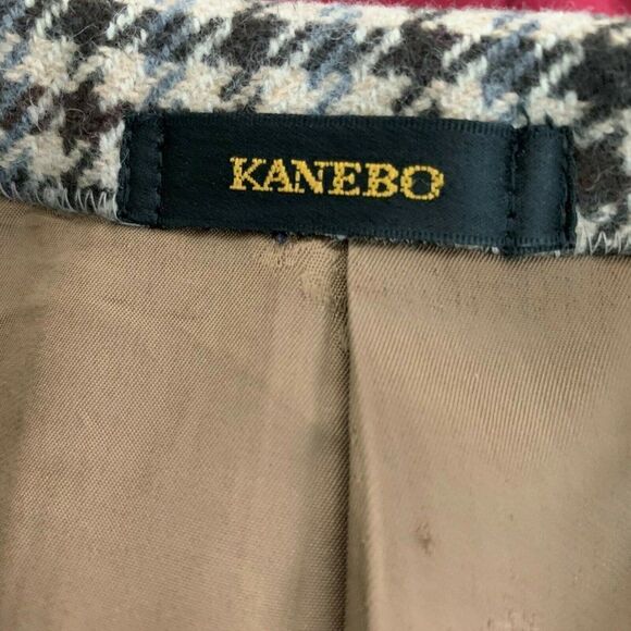 Kanebo Wool Blazer Jacket Brown Checkered Pockets Lined Hipster Notch Lapel - Picture 5 of 5